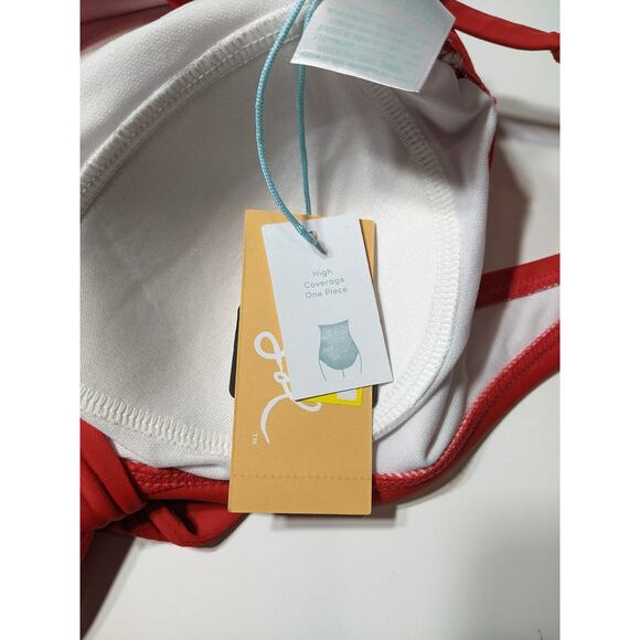 Kona Sol One Piece Swimsuit Women's Tie Front Bright Red S Keyhole Knot Front - Picture 8 of 10